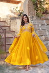 KA 1147 Faux Blooming Embroidery Work Gown With Dupatta Wholesale Online